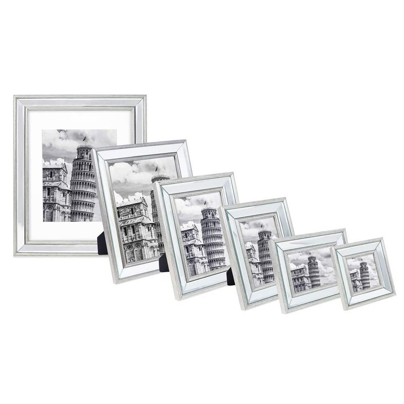 Isaac Jacobs 11x14 Silver Beveled Mirror Picture Frame w/Mat for 8x10- Classic Mirrored Frame w/Slight Slanted Angle for Wall DÃ©cor Display, Photo Gallery & Wall Art (11x14 (Matted 8x10), Silver) - Image 5